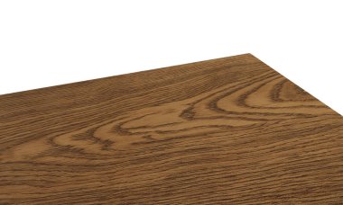 Beyaz arkaplanda izole edilmiş ahşap ya da tahta masa üst köşesi görüntüsü