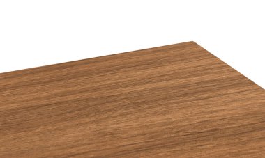 Beyaz arkaplanda izole edilmiş ahşap ya da tahta masa üst köşesi görüntüsü