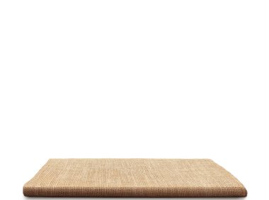 Beyaz arkaplanda boş çuval bezi.