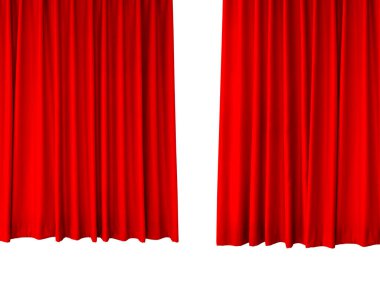 Beyaz arkaplanda kırmızı sahne fotoğrafı izole edildi.