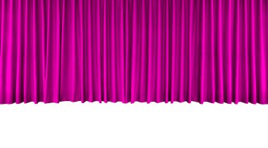Beyaz arkaplanda uzun açık mor perde.