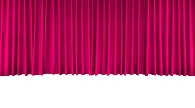 Beyaz arkaplanda uzun pembe perde.