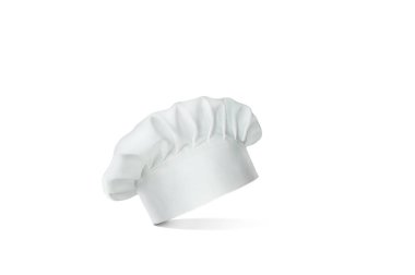 Beyaz arka plan üzerinde beyaz chef şapka.