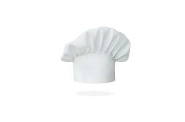 Beyaz arka planda süzülen beyaz aşçı şapkası.