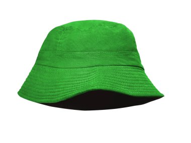 Beyaz arkaplanda yeşil kova şapka izole.