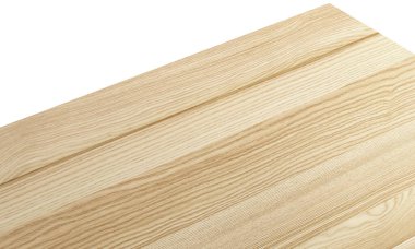 Beyaz arkaplanda izole edilmiş yumuşak masa köşesinin üst görünümü.