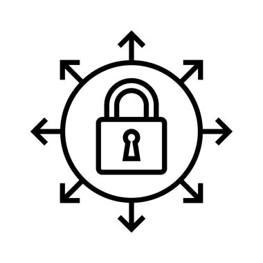 Genişleyen ok simgesi vektörüyle asma kilit