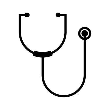 stetoskop beyaz simge vektöründe izole edildi