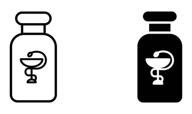 eczane sembolü vektörlü ilaç şişesi