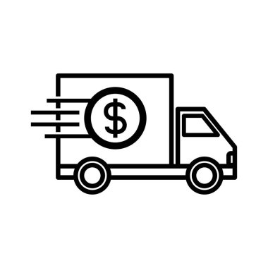 Ekspres dağıtım servisi, dağıtım kamyonu simgesi vektörü