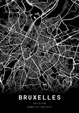 Bruxelles Şehir Haritası Çerçevesi, Harita Yazdırma, Sokak Düzeni Haritası