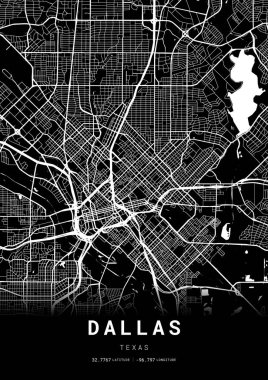 Dallas City Harita Çerçevesi, Harita Yazdırma, Sokak Düzeni Haritası