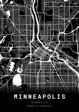 Minneapolis Şehir Haritası Çerçevesi, Harita Yazdırma, Sokak Düzeni Haritası