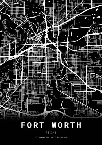 Fort Worth Şehir Haritası Çerçevesi, Harita Yazdırma, Sokak Düzeni Haritası