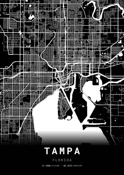 Tampa Şehir Haritası Çerçevesi, Harita Yazdırma, Sokak Düzeni Haritası