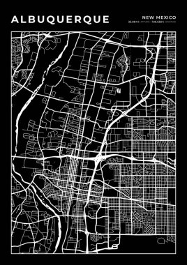 Albuquerque Harita Duvar Sanat Çerçevesi, Harita Yazdırma, Şehir Haritası