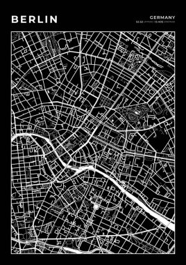 Berlin Harita Duvarı Çerçevesi, Harita Haritası Yazdırma, Şehir Planı Haritası