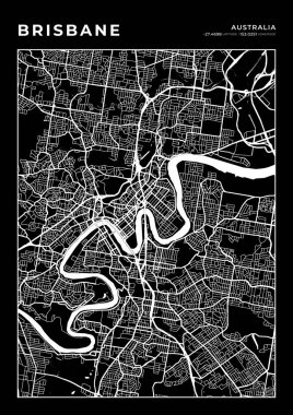 Brisbane Harita Duvar Sanat Çerçevesi, Harita Yazdırma, Şehir Haritası