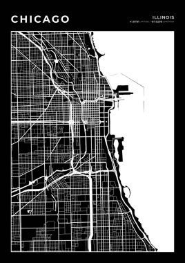 Chicago Harita Duvarı Çerçevesi, Harita Haritası Yazdırma, Şehir Haritası