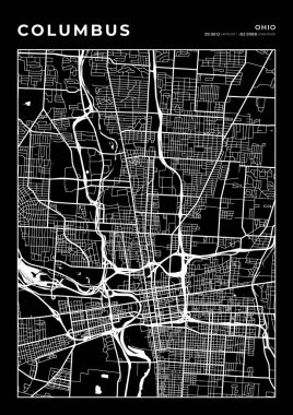 Columbus Haritası Duvar Sanatı Çerçevesi, Harita Yazdırma, Şehir Haritası