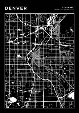 Denver Harita Duvarı Çerçevesi, Harita Haritası Yazdırma, Şehir Haritası