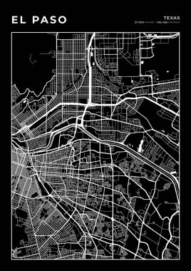 El Paso Haritası Duvar Sanatı Çerçevesi, Harita Yazdırma, Şehir Haritası