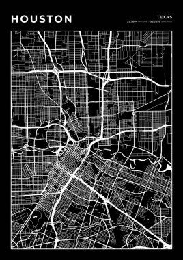 Houston Harita Duvarı Çerçevesi, Harita Haritası Yazdırma, Şehir Haritası