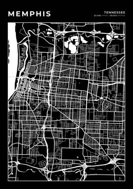 Memphis Harita Duvar Sanatı Çerçevesi, Harita Yazdırma, Şehir Haritası