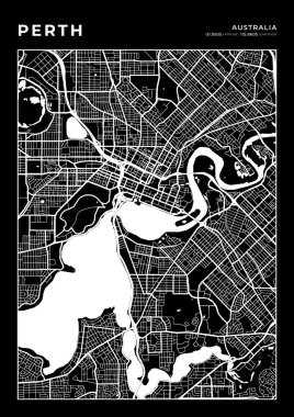 Perth Harita Duvar Sanatı Çerçevesi, Harita Yazdırma, Şehir Planı Haritası