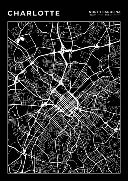 Charlotte Harita Duvar Sanatı Çerçevesi, Harita Haritası Yazdırma, Şehir Haritası