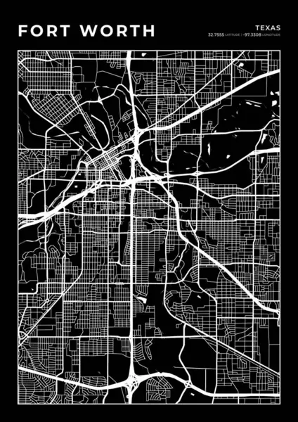 Fort Worth Harita Duvar Sanatı Çerçevesi, Harita Yazdırma, Şehir Haritası