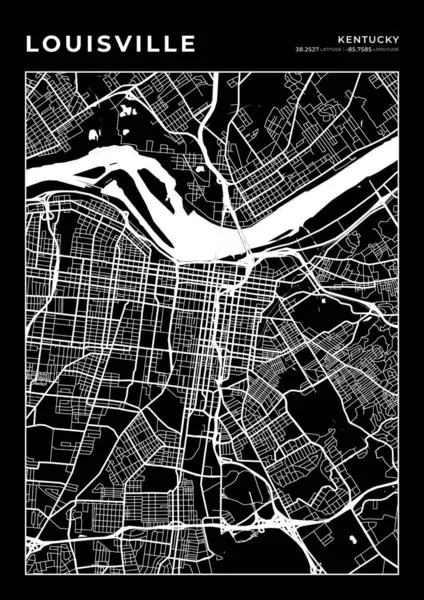 Louisville Harita Duvar Sanatı Çerçevesi, Harita Yazdırma, Şehir Haritası