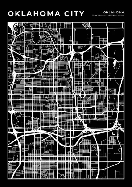 Oklahoma City Haritası Duvar Sanatı Çerçevesi, Harita Yazdırma, Şehir Haritası