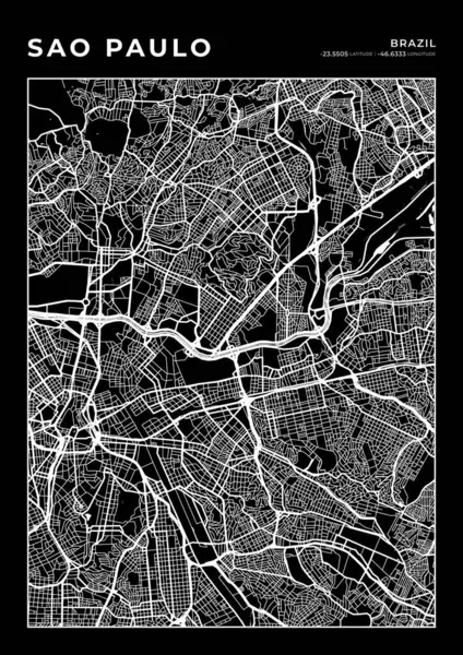 Sao Paulo Harita Duvar Sanatı Çerçevesi, Harita Yazdırma, Şehir Haritası