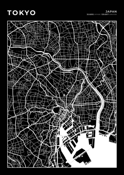Tokyo Harita Duvarı Çerçevesi, Harita Haritası Yazdırma, Şehir Planı Haritası