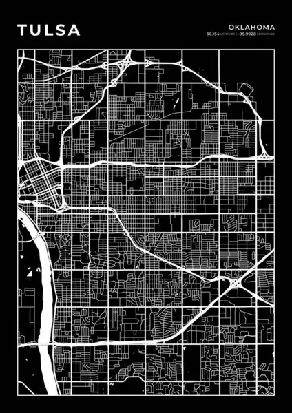 Tulsa Harita Duvar Sanat Çerçevesi, Harita Yazdırma, Şehir Haritası