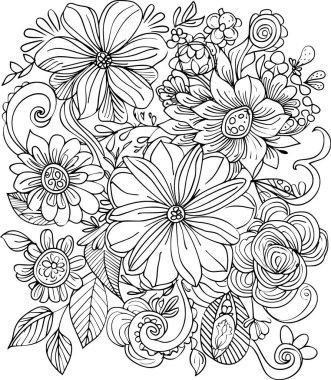 Renklendirme Kitabı Sayfası için Mandala Tasarımı, Sadece Siyah ve Beyaz Çizgiler