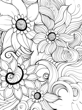 Basit Tek Renkli Çizgi Vektör Taslak, Mandala Biçiminde Geyik Portresi