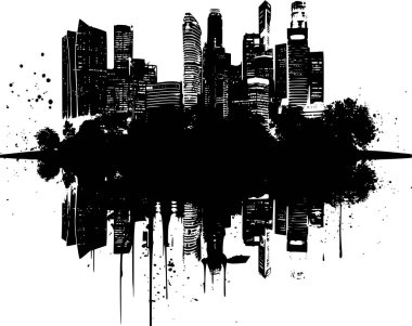 Singapur Skyline 'ın Vektörü, Cesur ve Çarpıcı