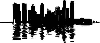 Singapur 'un Simple Black Silhouette Skyline' ı, Sonsuz Zarafet