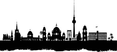 Siluetli Berlin Skyline, Kalın Yatay Motif