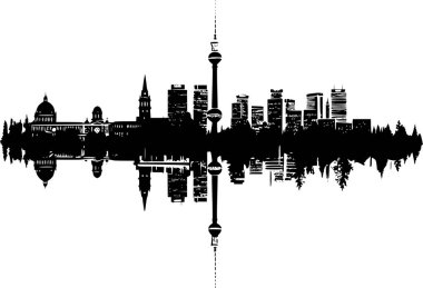 Berlin 'in Siyah ve Beyaz Silueti Skyline, Zarif Vektör Sanatı