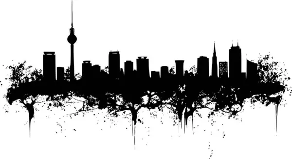 Siluetli Berlin Skyline, Kalın Yatay Motif