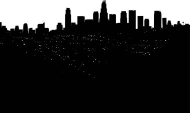 Los Angeles 'ın Basit 2D Vektörü Skyline, Temiz ve Crisp
