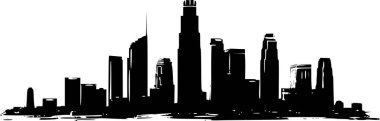Los Angeles şehrinin Simple Black Silhouette Skyline 'ı, Sonsuz Zarafet