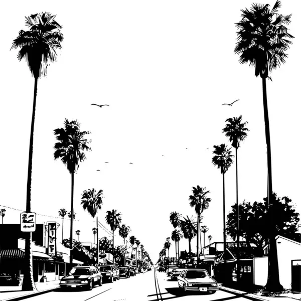 Los Angeles 'ın Düz Tasarım Vektör İllüstrasyonu, Çarpıcı Poster