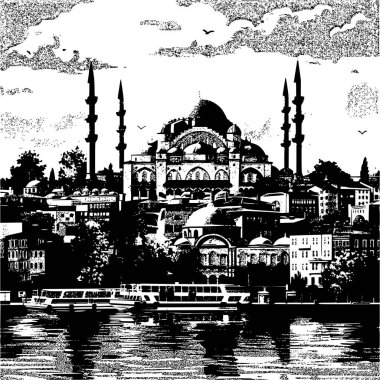 İstanbul 'un Düz Vektör Sanat İllüstrasyonu, Epic Composition