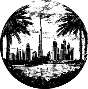 Dubai 'nin Sanatsal Siyah ve Beyaz Çizimi, Amblematik Tarz