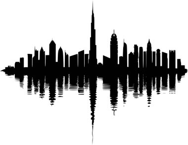 Dubai şehrinin Simple Black Silhouette Skyline 'ı, Sonsuz Zarafet