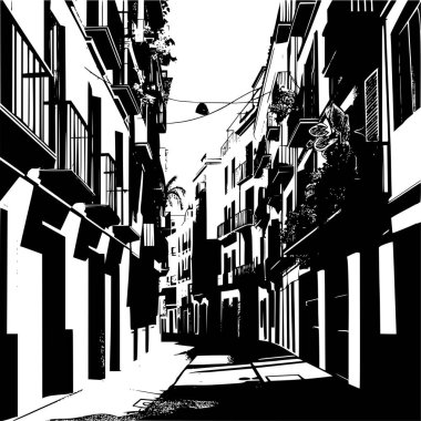 Barselona Sokaklarının Vektör Posteri, Modern Kentsel Estetik